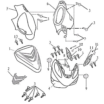 AGM GMX 450 Sport Frontverkleidung 50ccm 4Takt 1020402-1-SP-RSG Motorroller.de Frontschürze Frontmaske Front-Cover Lenkerverkleidung Front-Schürze