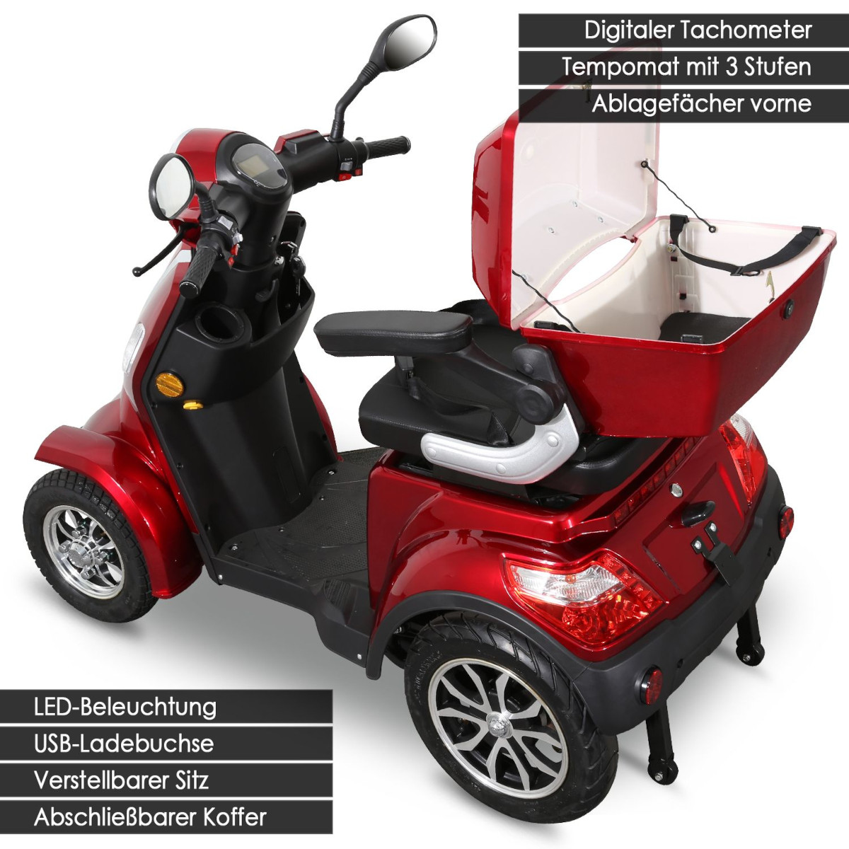E-Quad Scoody E4 Shopper 15 1000 Watt 15 km/h Seniorenmobil Seniorenroller E-Roller E-Scooter Elektroroller Blei-Gel-Akku