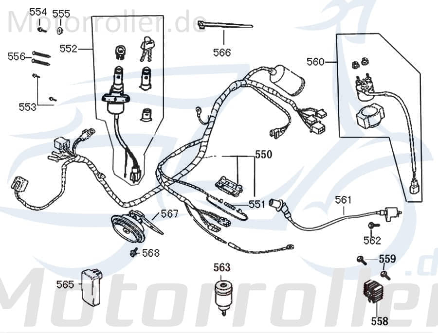 SMC Kabelbaum Jonway Flory Classic 50 Scooter 32100-ALA6-E100 Motorroller.de Kabelsatz Stromverteiler Strom-Verteiler Kabel-Set Kabelbündel Kabel-Baum
