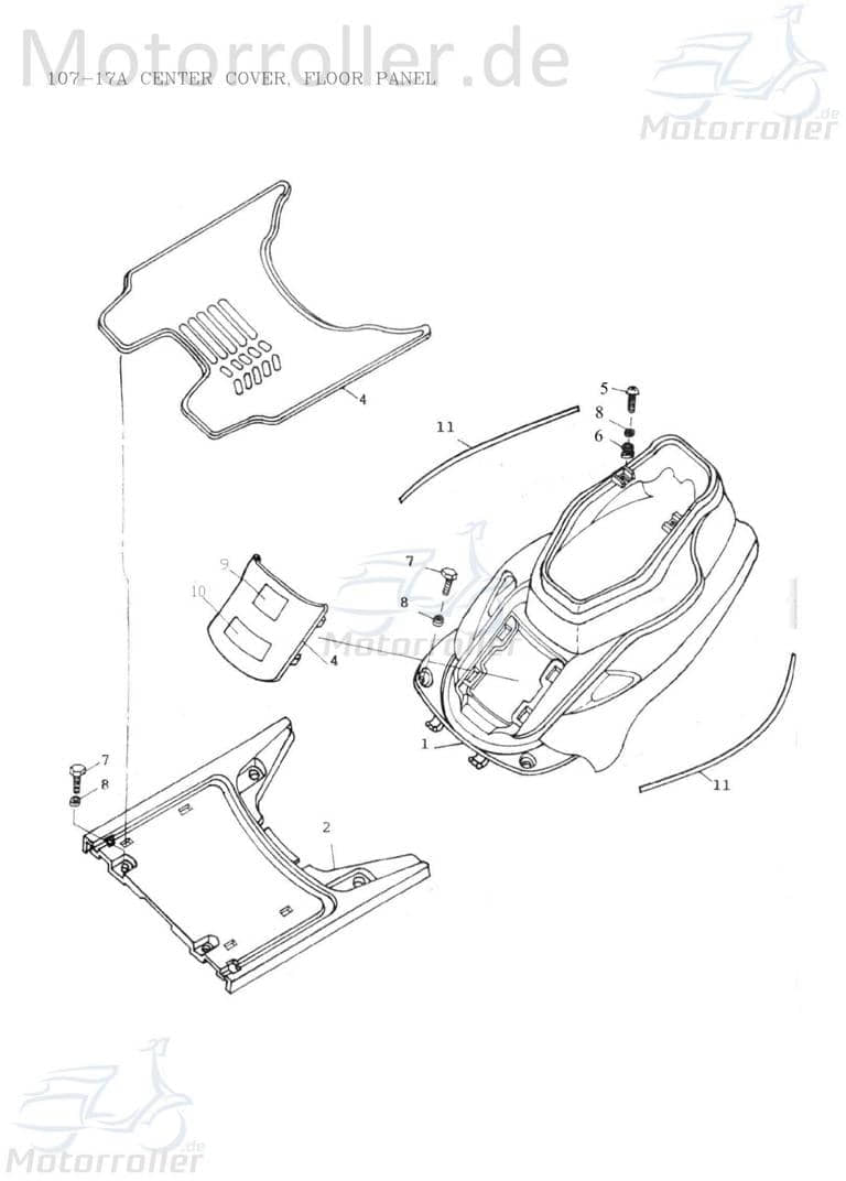 Adly Fußmatte Scoody 50 2 Bodenmatte Trittmatte 50ccm 2Takt Motorroller.de Trittbrettmatte Gummimatte / 50ccm-2Takt Scooter AT 50 2 Ersatzteil Service