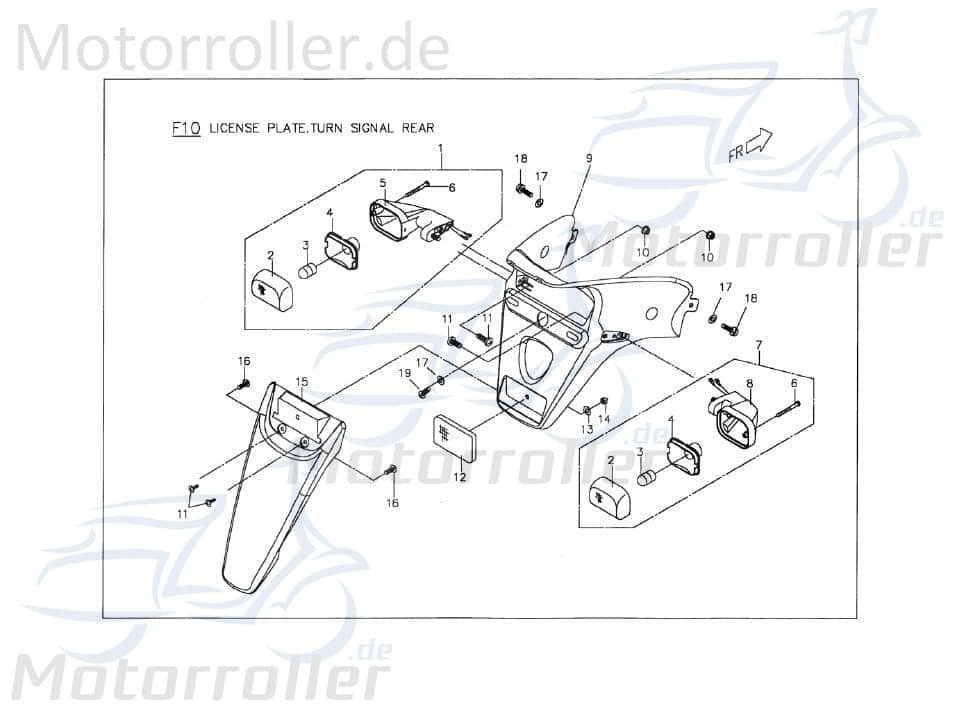 PGO Kotflügel hinten schwarz G-Max Spritzschutz Schutzblech P2635001650 Motorroller.de Radabdeckung Hinterradabdeckung Kennzeichenhalter