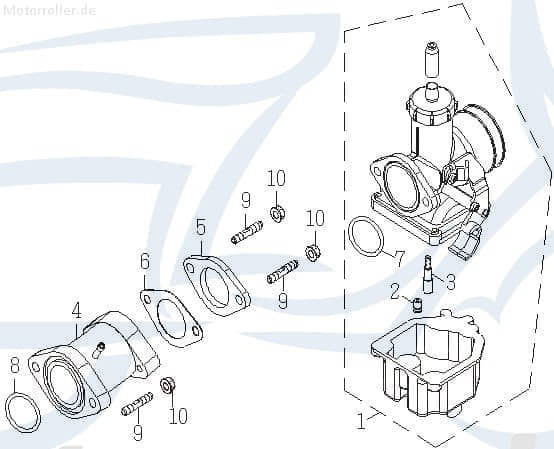 SMC Vergaser Schwimmer-Vergaser Motorrad 13201-CEE-00 Motorroller.de Carburetor Carburateur Benzin-Vergaser Vergaseranlage Vergasereinheit