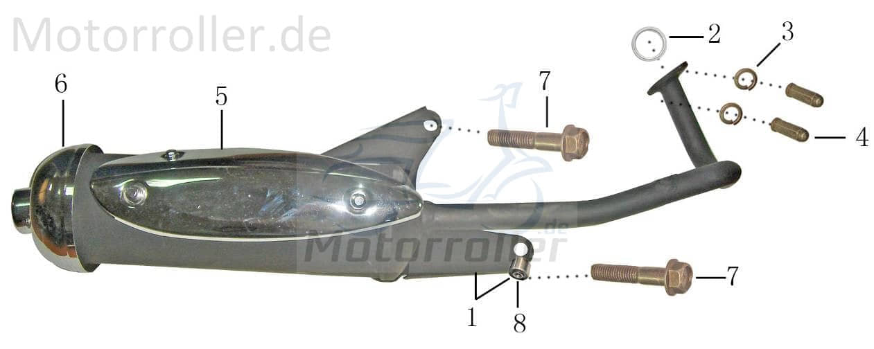 Auspuff komplett ohne SLS 139QMA 139QMB 4T YY50QT001001