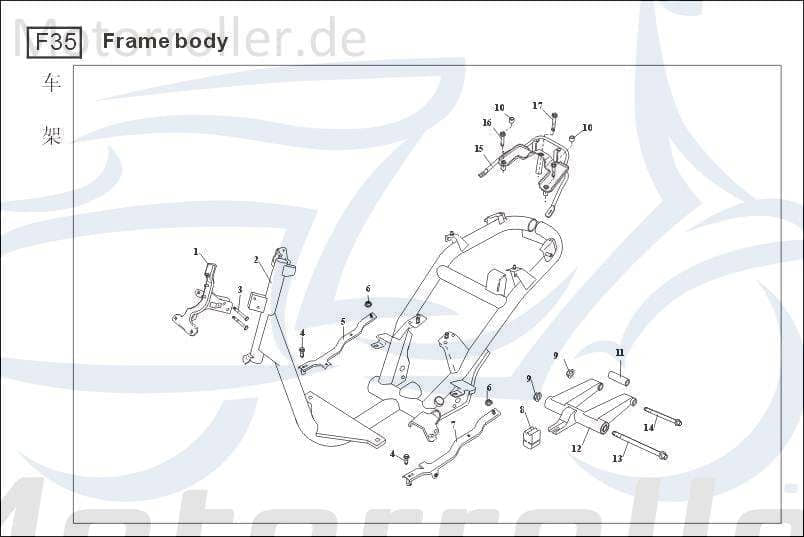 Chunlan Chopper Bundmutter 125ccm 4Takt ABB-25-NO.-07 Motorroller.de M10x1.25 Sechskantmutter Flanschmutter Sechskant-Mutter Flansch-Mutter 244FM AGM