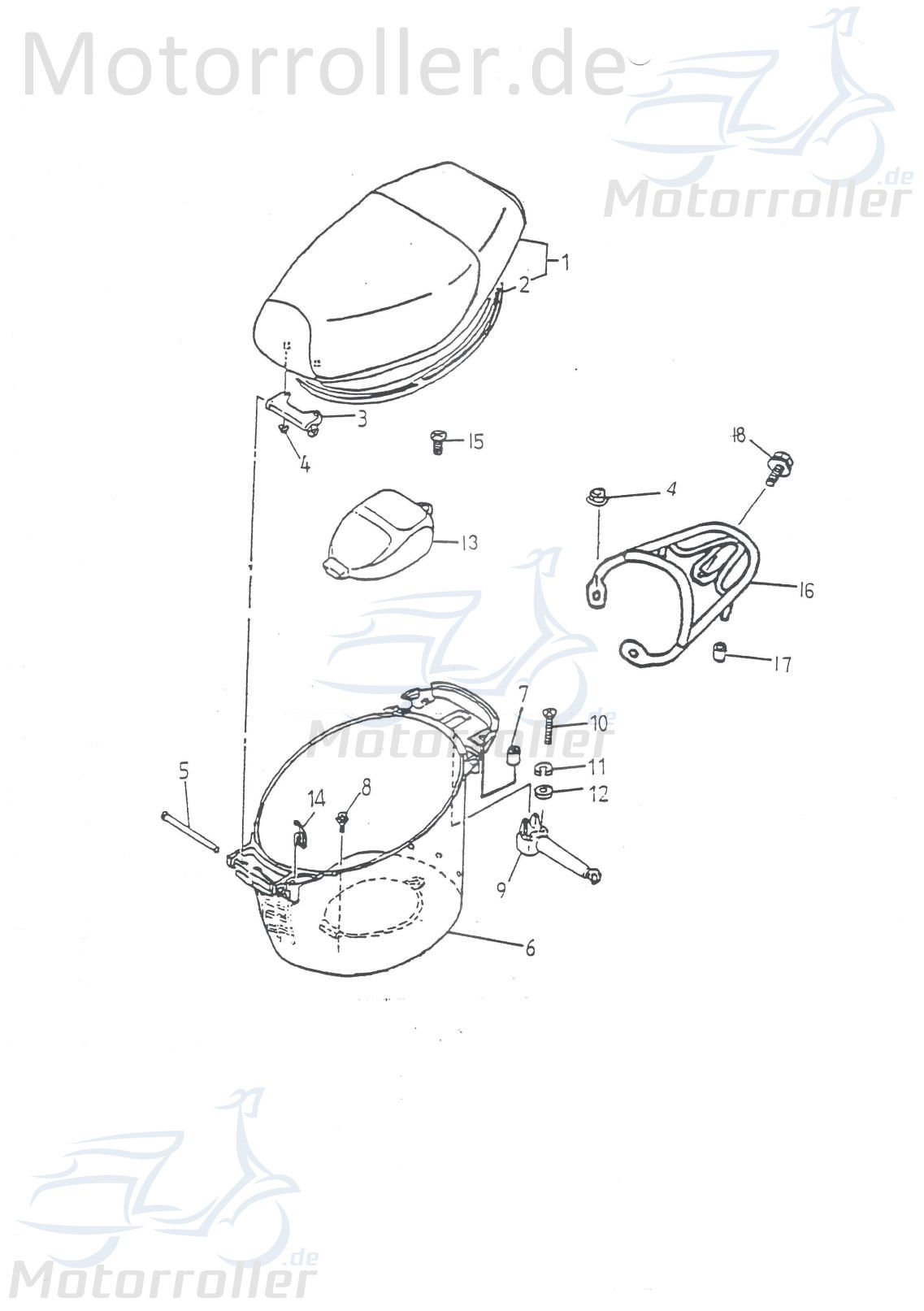 Adly Fox Plus 50 FP-50 Gepäckträger 50ccm 2Takt 81200-116-000 Motorroller.de Topcase-Halterung Kofferträger Gepäck-Träger Topcasehalterung Scooter