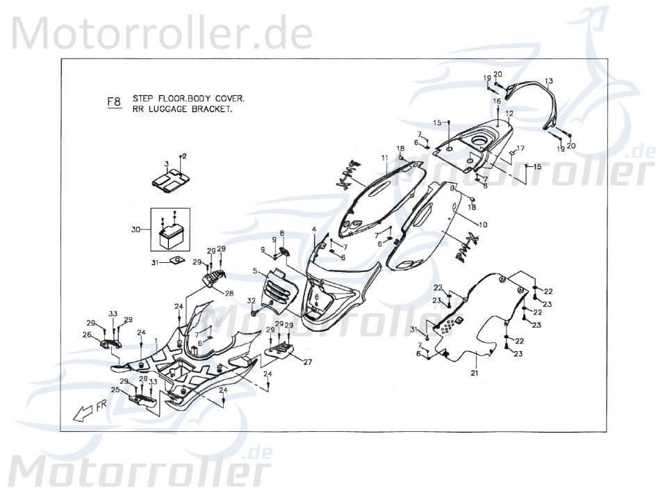 PGO Batterieabdeckung schwarz PMX 110 Batteriefachdeckel P2624030650 Motorroller.de Batteriedeckel Batterie-Abdeckung PMX 50 Mokick Ersatzteil Service