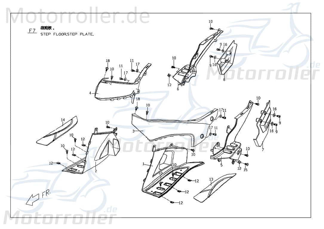 PGO Seitenverkleidung links mitte eissilber G-Max 125 Roller M26240107L0 Motorroller.de Seitendeckel Seitenabdeckung Seitenleiste Seiten-Verkleidung