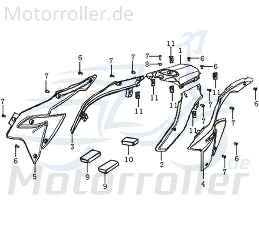 Kreidler DICE GS/SM 125 Pro Seitenverkleidung rechts PP schwarz 781190 Seitenabdeckung Seitencover Seitenleiste