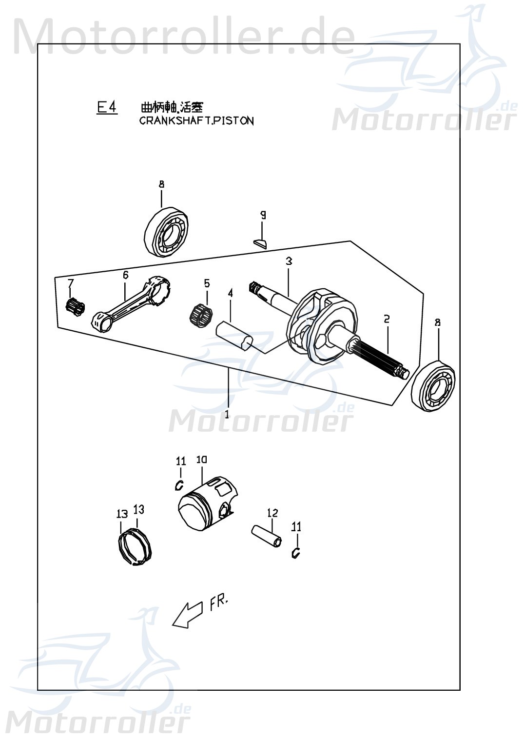 PGO Kolbenring Nase oben 50ccm-2Takt TR3 50 Kolben-Ring E10673100001 Motorroller.de Kompressionsring Verdichtungsring Kompressions-Ring Service