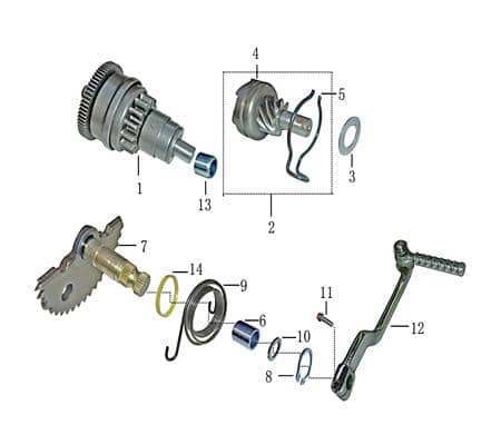 Rex Imola 50 Kickstarter-Welle 50ccm 4Takt Kickstarter Motorroller.de Kickstarterwelle 139QMB JSD50QT-13 50cc 4T 139QMA