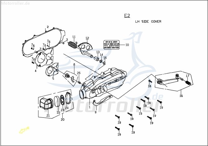 PGO Dichtung Linker Motordeckel 125ccm-4Takt G-Max Roller C1063020000 Motorroller.de Abdichtung Motordeckeldichtung PGO 125ccm-4Takt G-Max 125 Mokick