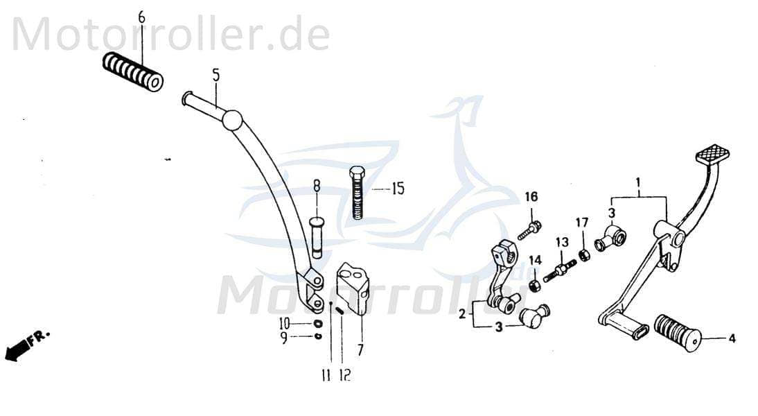 Chunlan Chopper Kickstarterhebel 125ccm 4Takt 244FM.09.01-04 Motorroller.de Kickstarterpedal Motorrad Moped Ersatzteil Service Inpektion Direktimport