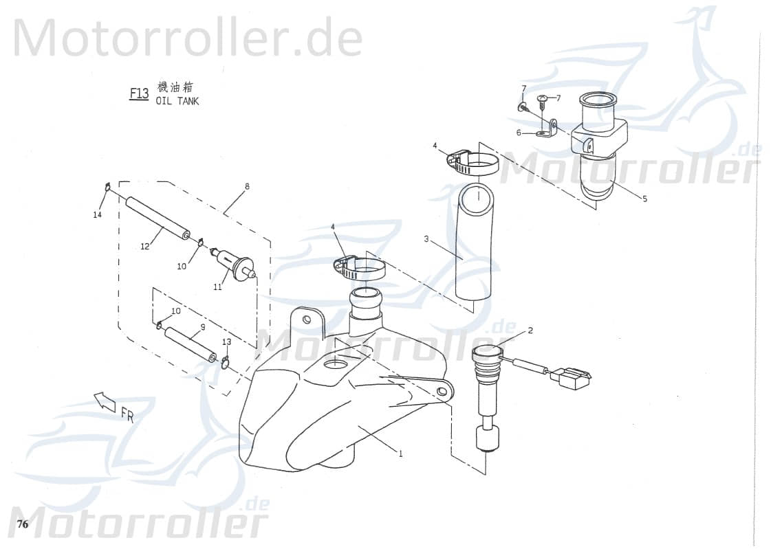 PGO Rodoshow 50 Einfüllstutzen Öltank Roller Scooter 50ccm 2Takt P5522510000 Motorroller.de Ersatzteil Service Inpektion Direktimport