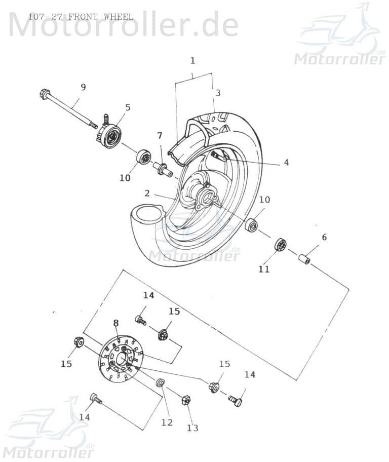 Vorderradfelge mit Reifen Felge vorn Adly 42700-107-000