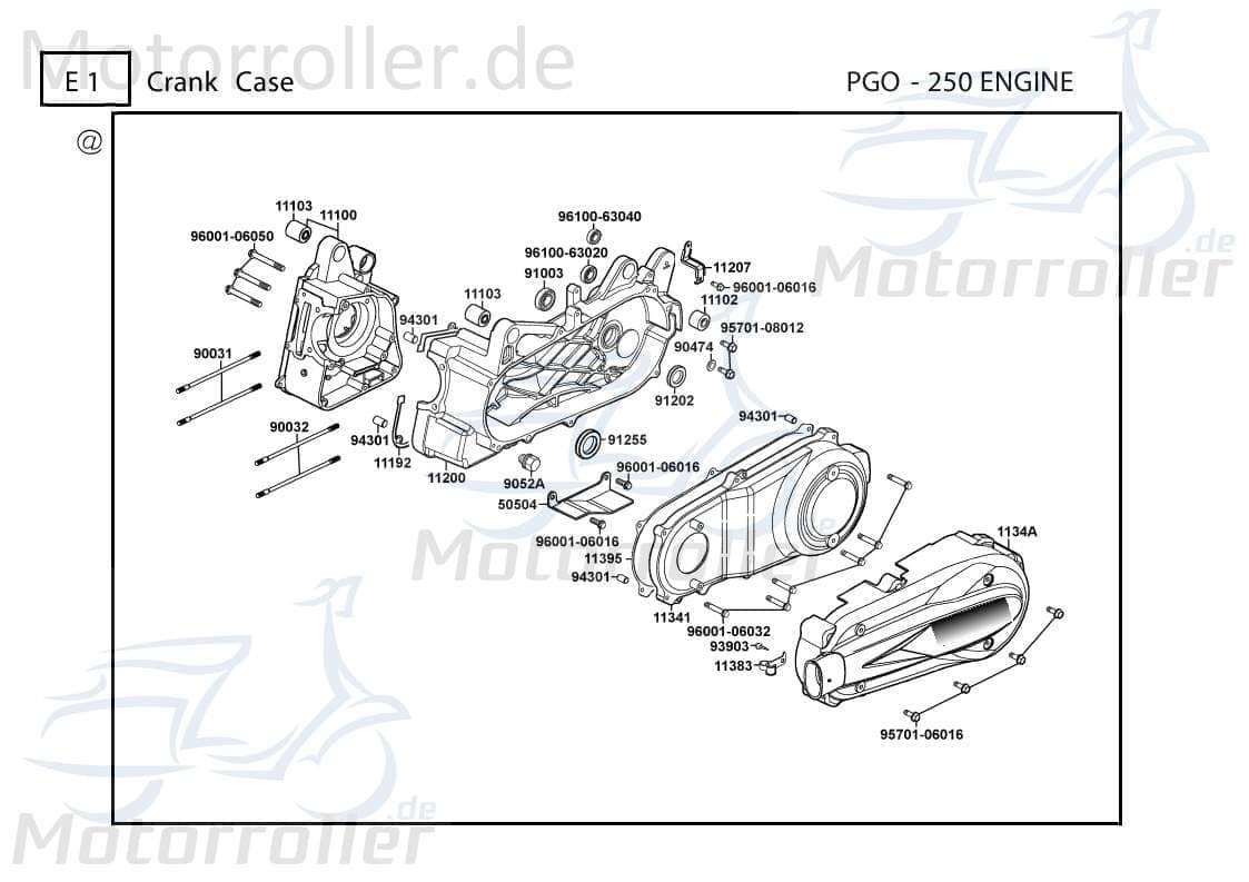 PGO Bugrider 250 Dichtung Kurbelgehäuse 50ccm-2Takt Buggy 250ccm 4Takt 11192-KHE7-900.0 Motorroller.de Abdichtung Dichtung-Kurbelgehäuse Ersatzteil