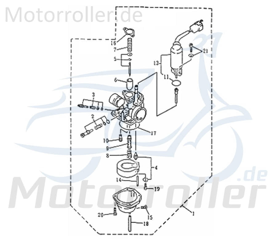 Gasschieber mit Nadel Kreidler Florett 2.0 50 50ccm 741173 Motorroller.de Vergasermembran Vergaserschieber Vergaser-Membrane Vergasermembrane