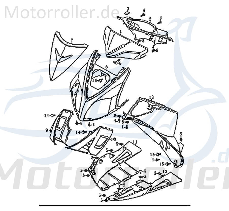Kreidler Florett 125G Innenverkleidung 50ccm 2Takt FIG.C12-13 Motorroller.de Innen-Verkleidung Innenabdeckung Innen-Auskleidung 50ccm-2Takt Motorrad
