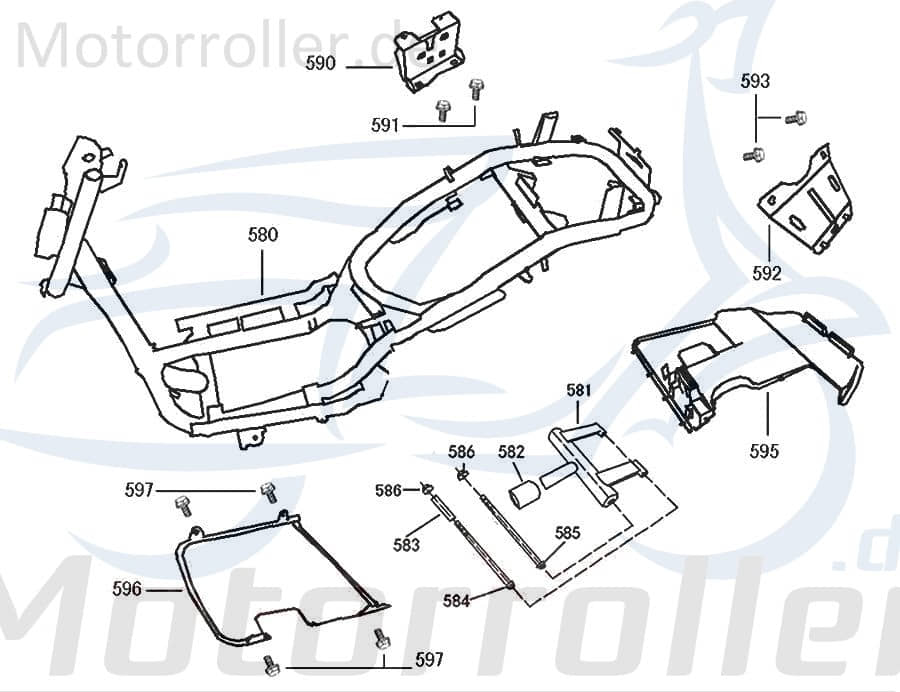 Bolzen Motorhalter Motorhalter M10x1.25x205mm Stehbolzen 50355-DGW-9000 Motorroller.de Gewindebolzen Zapfen Gewindestift Arretierbolzen Stiftschraube