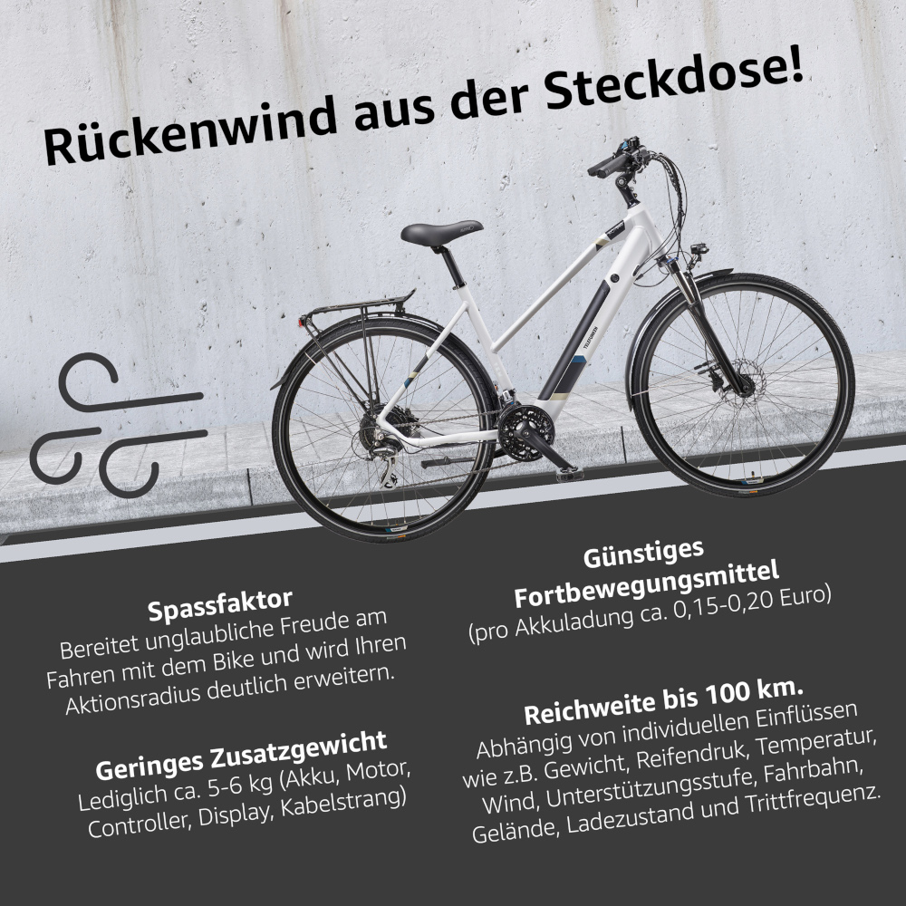 E-Bike Telefunken XC940 Expedition Elektrofahrrad Trekking-Pedelec kreide 28" RH 50cm E-Fahrrad Trekkingrad Damenrad