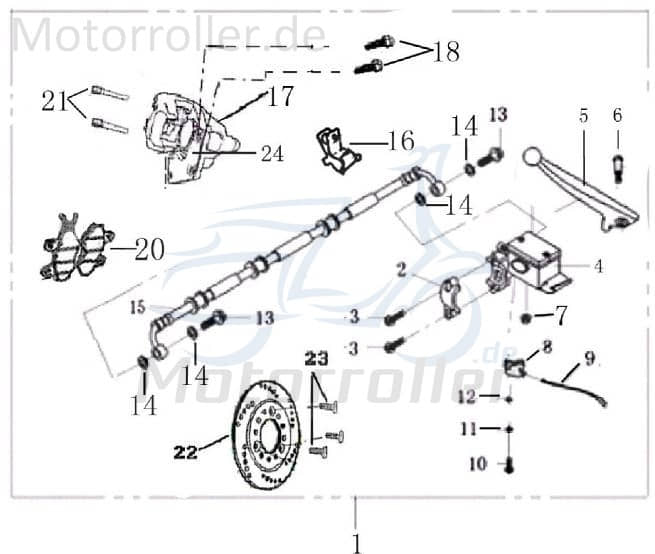 Bremsschlauch Kreidler MONACO 50 Race / Urban 50ccm 2100906-3 Motorroller.de Hydraulikschlauch Hydraulik-Schlauch Hochdruckleitung Hydraulikleitung