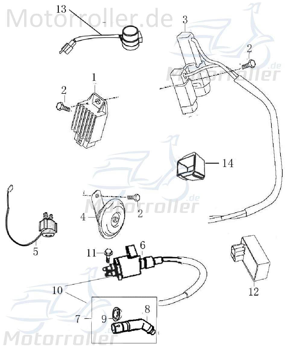 AGM GMX 550 Zündeinheit 50ccm 4Takt CDI Steuergerät Motorroller.de Jonway 139QMB JSD50QT-13 50cc 4T 139QMA Zündbox CDI-Einheit Blackbox