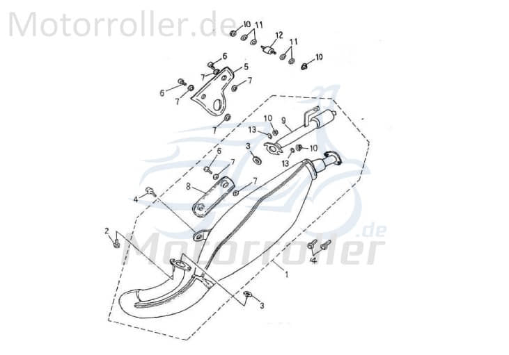 Adly Quad 50 2 Gummibuchse Auspuff 50ccm 2Takt 18305-145-000 Motorroller.de Silentblock Silentlager Silentbuchse Lagerbuchse Motorlager Lagerhülse ATV