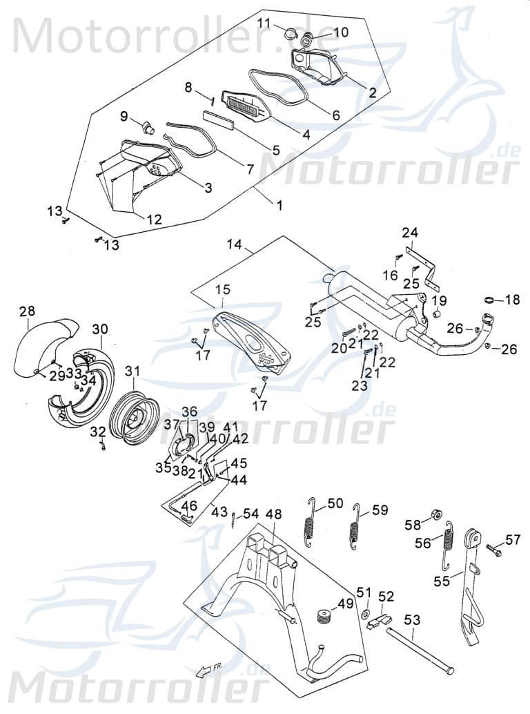PGO Dichtungsgummi P2 50ccm-2Takt TR3 50 Mofa Dreiradroller P226B070000 Motorroller.de Luftfilterkasten Luftfilterkastendichtung PGO P2 50ccm-2Takt