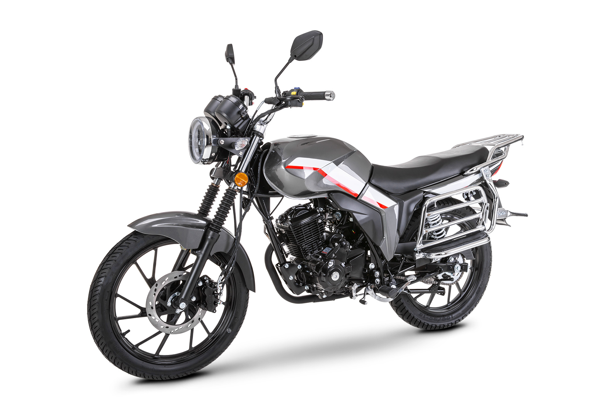 Motorrad Fighter 125 C-RS grau 90 km/h Euro 5+ Schaltmoped Mokick Kleinkraftrad