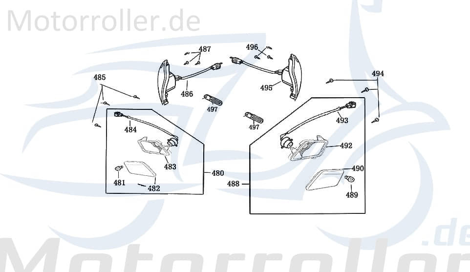 Rex Bergamo 50 Blinker links hinten 50ccm 4Takt 740424 Motorroller.de Signalleuchte Blinklicht Blinkleuchte Fahrtrichtungsanzeiger Blinkleuchten Znen