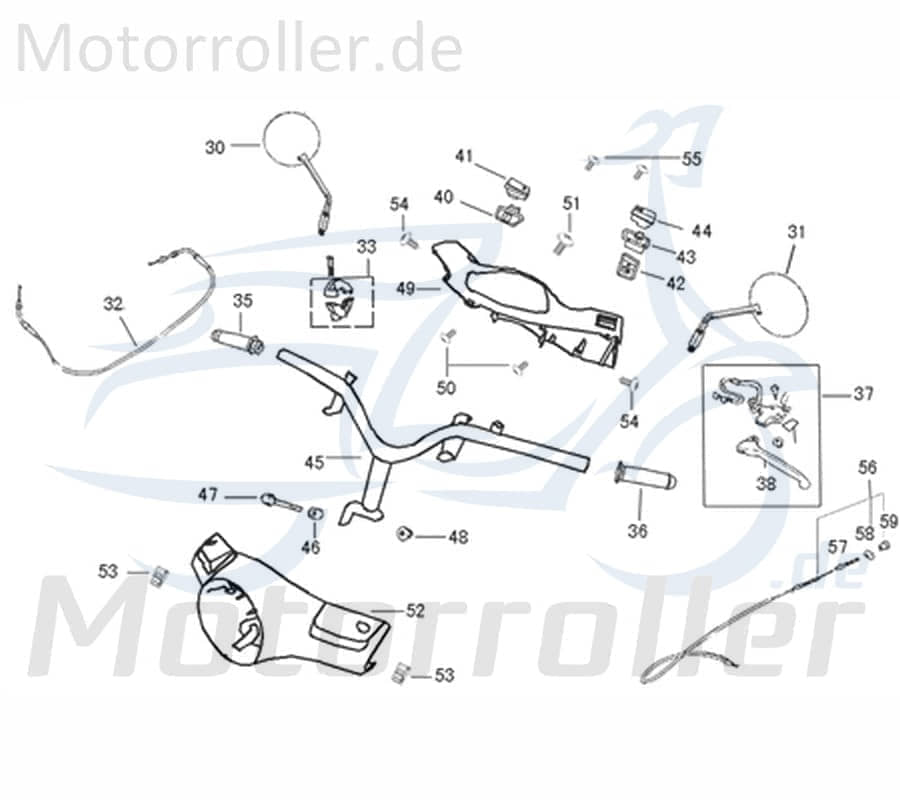 ZNEN Flory Classic 50 Scheinwerferverkleidung 50ccm 4Takt 53205-ALA6-9000 Motorroller.de Scheinwerfer-Verkleidung Lenker-Verkleidung 50ccm-4Takt