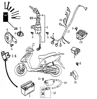 Kabelbaum Rex RS700 Kabelsatz Stromverteiler 86586 Motorroller.de Strom-Verteiler Kabel-Set Kabelbündel Kabel-SatzKabelbaumverteiler Kabel-Baum