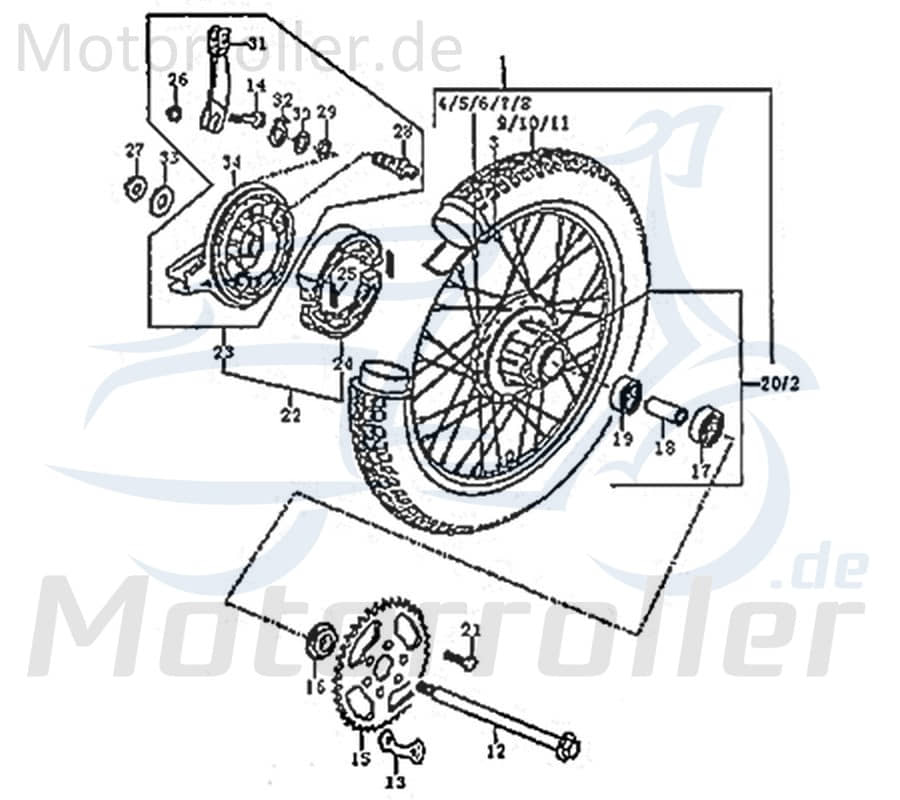 Speiche Hinterrad links außen SUPERMOTO/ENDURO 125