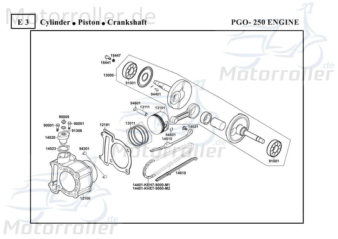PGO Bugrider 250 Kolben Piston Motorkolben Buggy 250ccm 4Takt 13101-KHE7-900.3 Motorroller.de Ersatzteil Service Inpektion Direktimport