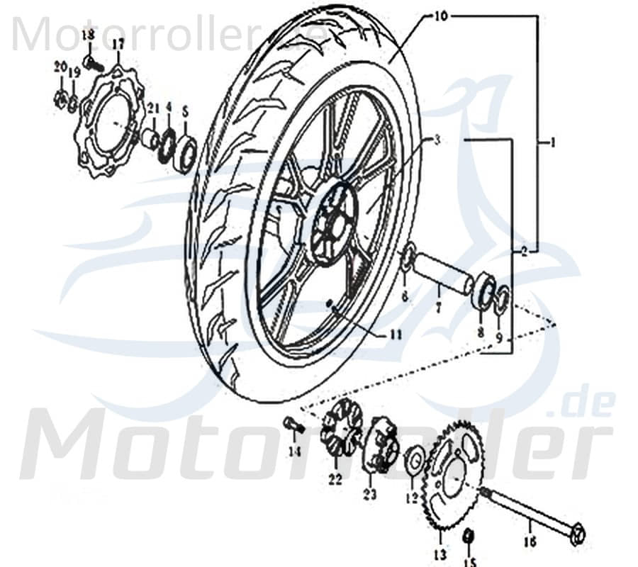 Kreidler Supermoto 125 DD Kettenradträger LM-Gussrad 91582 Motorroller.de Motorrad SN 125i Pro Moped Ersatzteil Service Inpektion Direktimport