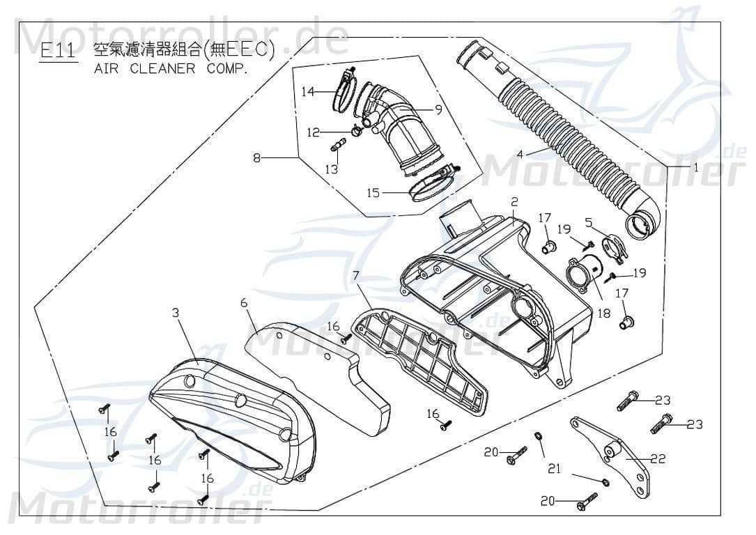 PGO Bugrider 200 Luftfilter 200ccm-4Takt Luftfilterkasten 200ccm 4Takt X22620100000 Motorroller.de Luft-Filter Luftfiltergehäuse Luftfiltermatte Buggy