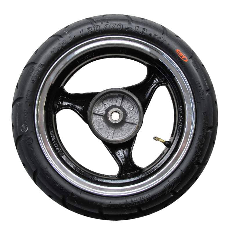 Hinterrad komplett 3.50-12 schwarz Reifen 120/70-12 706749