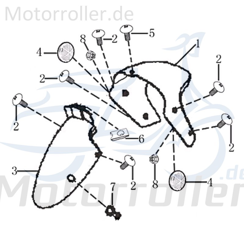 Rex INSIGNIO 125 DD Kotflügel Roller 125ccm 4Takt 702112 Motorroller.de Spritzschutz Schutzblech Schutz-Blech Radabdeckung Innenkotflügel Radlauf