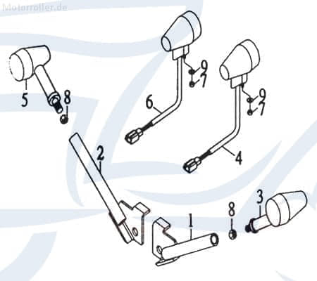 SMC REX Quad 50 Blinkerhalter vorn rechts 50ccm 2Takt 55346-SK9-00 Motorroller.de Blinkerhalterung vorne Blinkerbefestigung ATV Mustang 50 UTV Service