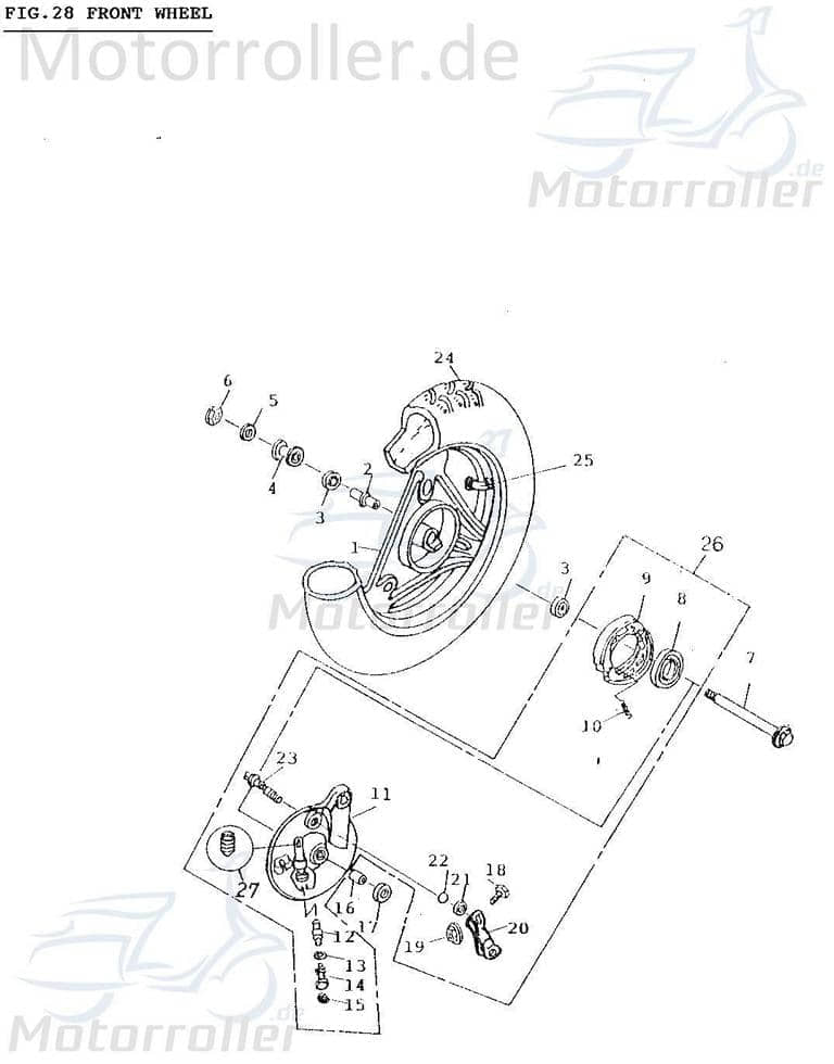 Adly AT 50 PT Bremsbeläge Roller 50ccm 2Takt 45120-101-000 Motorroller.de Bremsbelag Bremsklötze Bremsbacken Bremsschuhe Bremsbelagsatz Bremssteine