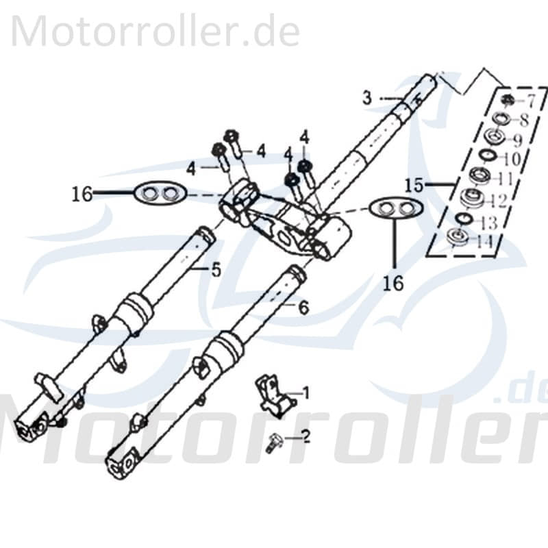 Rex INSIGNIO 125 250 DD Gabelbrücke Radgabel 125ccm 4Takt 702159 Motorroller.de Telegabel Gabel-Brücke Vorderrad-Gabel Joch Vorderradgabel Lenkgabel