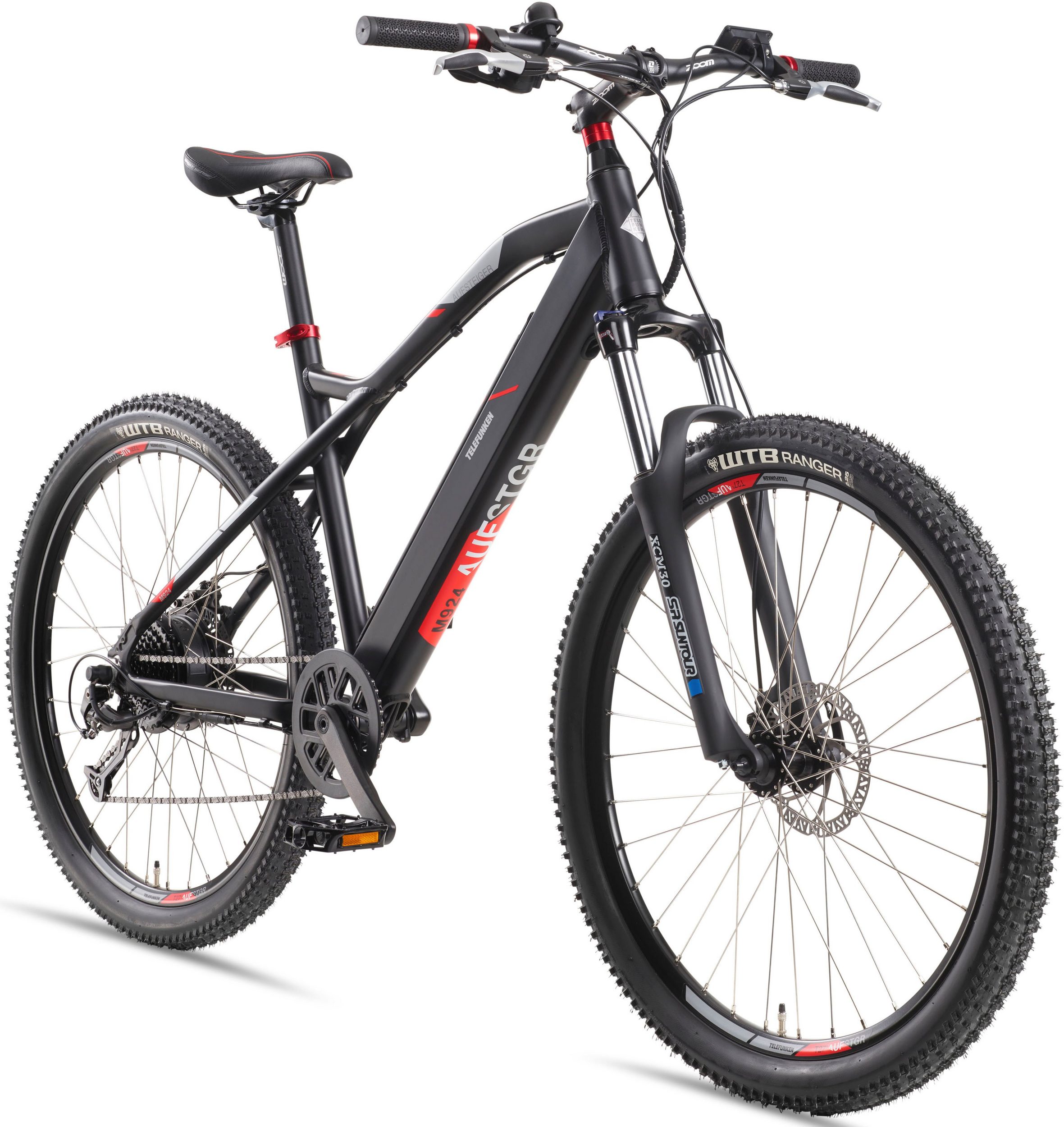 E-Bike Telefunken M924 Aufsteiger Elektrofahrrad MTB-Pedelec anthrazit-rot 27,5" RH 48cm E-Fahrrad Mountainbike