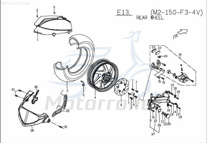 PGO Sechskantschraube M8x23mm G-Max 125 Halter 125ccm 2Takt Motorroller.de Befestigung Halterung Flachkopfschraube Sechskant-Schraube Bundschraube