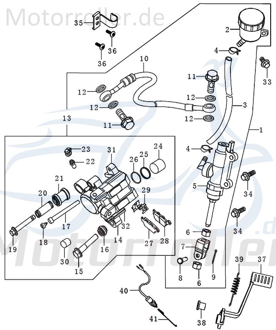Kreidler STREET 125 DD Bremslichtschalter 125ccm 4Takt 91379 Motorroller.de Bremsschalter Stop-Schalter Bremslicht-Schalter Stoplichtschalter Scooter