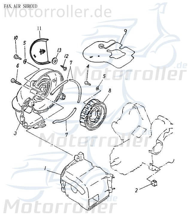 Adly Seitendeckel Lichtmaschine Klein Quad ATV 50ccm 2Takt Motorroller.de Seitenklappe Seitenabdeckung Seiten-Deckel Seiten-Kappe Seiten-Abdeckung UTV