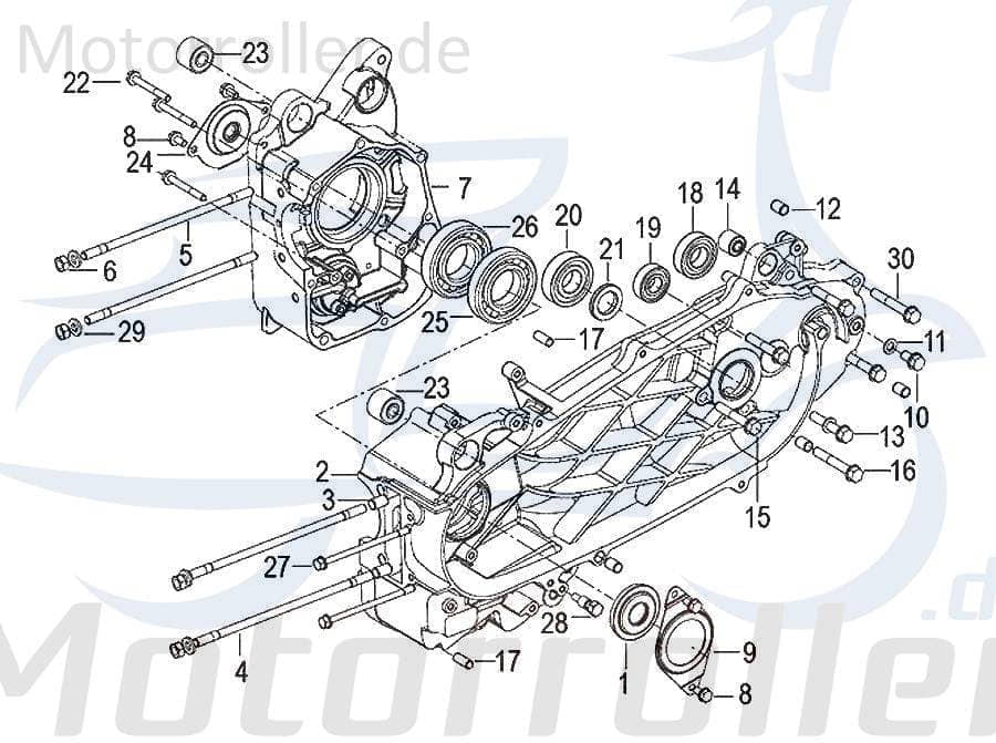 SMC Kurbelgehäuse rechts Generic Zion 125 Roller 159033000000 Motorroller.de Motorgehäuse Motorblock 125ccm-4Takt Scooter Soho 125 Moped Ersatzteil