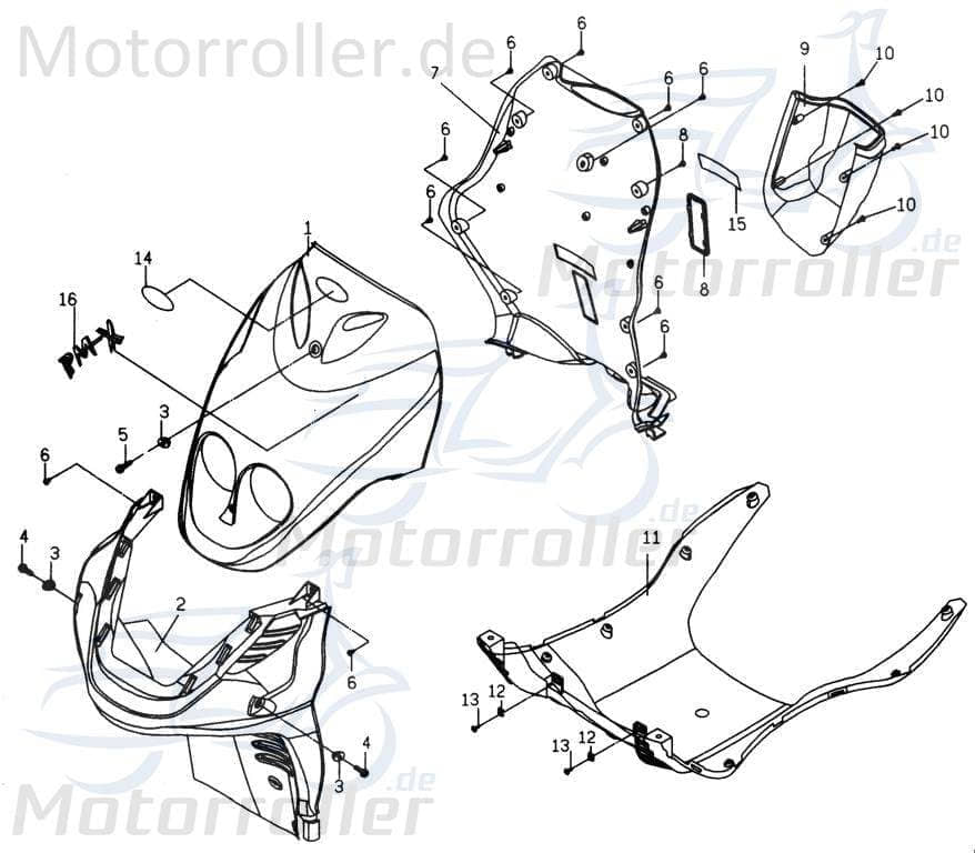 PGO Aufkleber PMX Kotflügel vorne PMX 110 Sticker Dekor P2601020000 Motorroller.de Dekor-Aufkleber Klebeetikett PMX 50 Mokick Ersatzteil Service