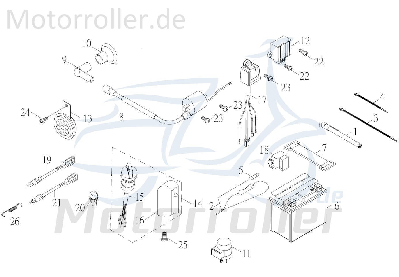 Kreidler F-Kart 100 Bremslichtschalter 100ccm 2Takt 62580-MUS-00 Motorroller.de Bremsschalter Stop-Schalter Bremslicht-Schalter Stoplichtschalter
