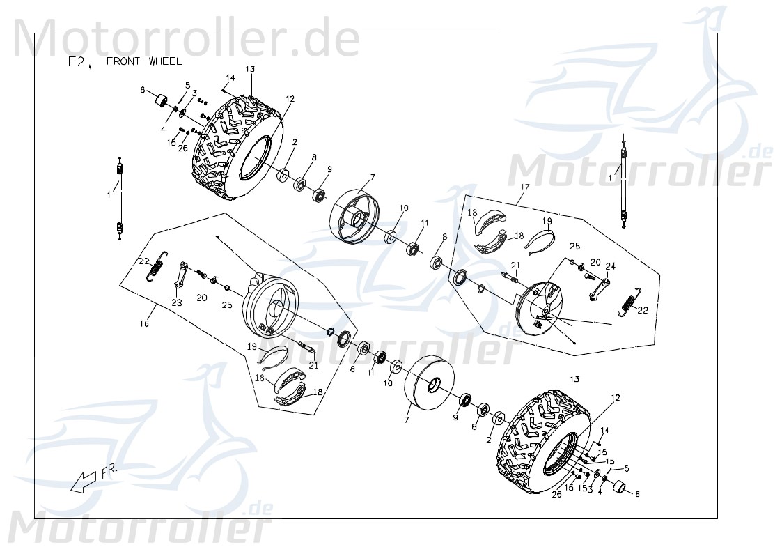 PGO Bremszug vorn 120cm X-Rider 90 Bowdenzug Bremsleitung X0544201000 Motorroller.de Seilzug Bautenzug Bremsseil Bremskabel Brems-Zug Bauten-Zug Quad