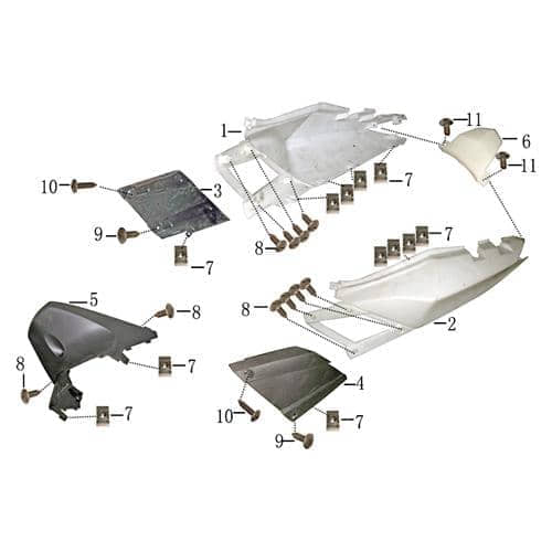 Rex Monaco 125 Seitenverkleidung Roller 125ccm 4Takt 706322 Motorroller.de Seitendeckel Seitenabdeckung Seitenleiste Seiten-Verkleidung Seiten-leiste