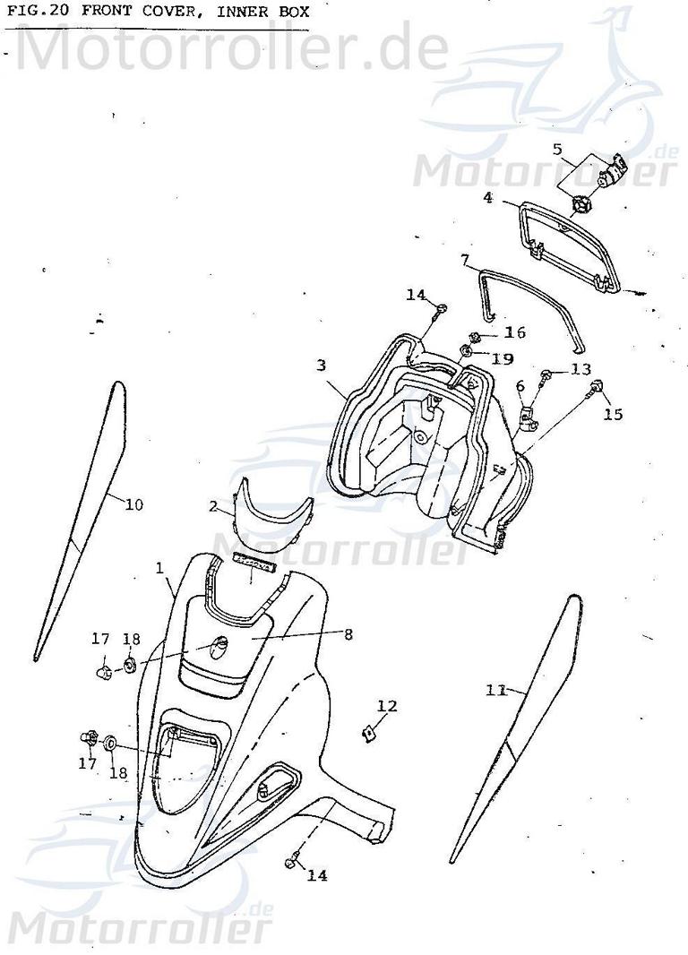 Adly JET 50 Lenkerkopfabdeckung 50ccm 2Takt 64302-109-000-R Motorroller.de Lenkerkopfkappe Lenkerkopfhaube Scooter Eppella Ersatzteil Service